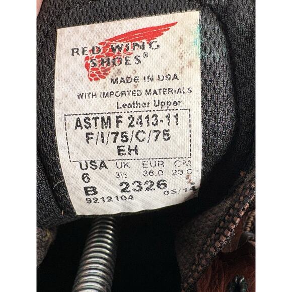 Red Wing 2326 Steel Toe Work Boots Brown Leather USA Mens 6 ASTM main image 5